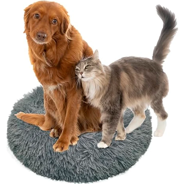 DEFACTO Hundebett, Hundekissen in Leinenoptik, Hundekorb, erhöhte Ränder, rutschfeste Unterseite Dia (Anthrazit, Gr.3XL - 120cm x 120cm) – Bild 4