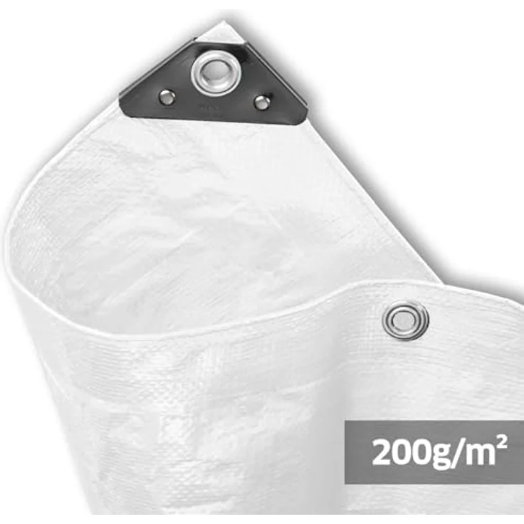 Abdeckplane 6x8m 200g/m² weiß Super beschichtet abwaschbar UV - stabilisiert – Bild 2