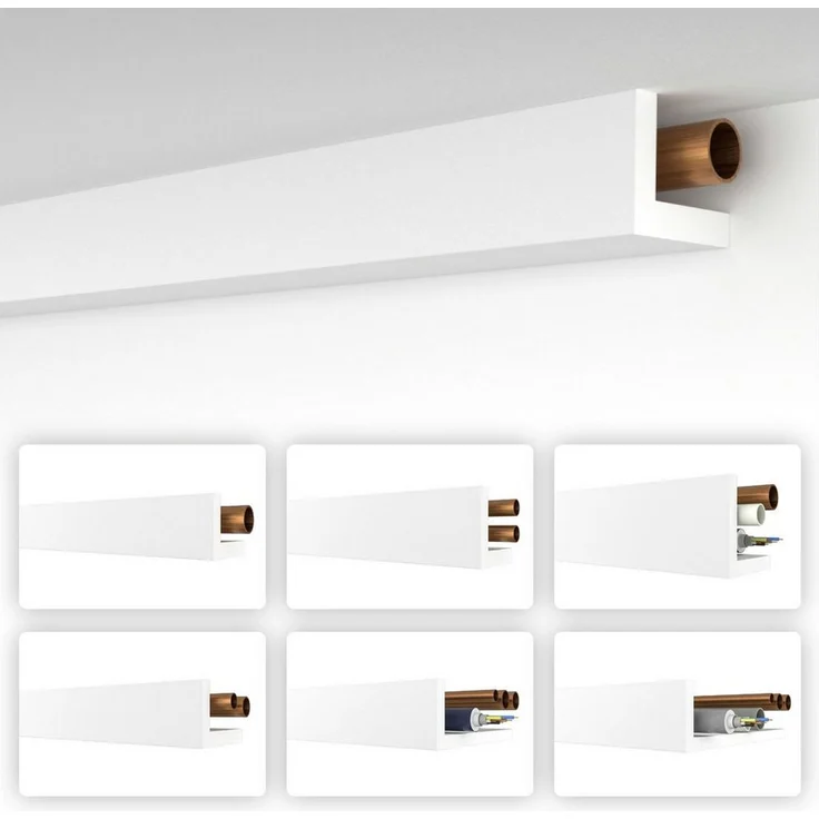 HEXIMO Winkelprofil HRA 1 (Rohrabdeckung weiß 1,7 meter Profile - XPS Abdeckleisten für Heizungsrohre, L-Profil Winkelprofile Kabelkanal) - Vielseitig, leicht zu montieren, Made in Germany - Preisvergleich – Bild 1