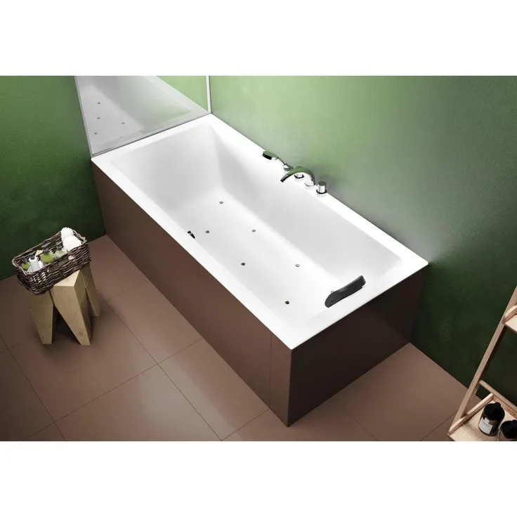 Riho Lugo Badewanne, rechteckig, linksseitig, mit Luftsystem, einbaubar, 2 Plätze, weiß