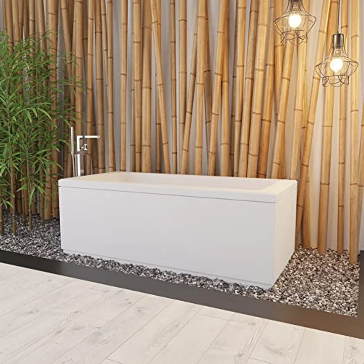 Aloni Acryl-Badewanne Ablauf Mitte Weiß 180 x 80 x 60 cm, Eck- oder Freimontage, Seitenverkleidung möglich – Bild 3