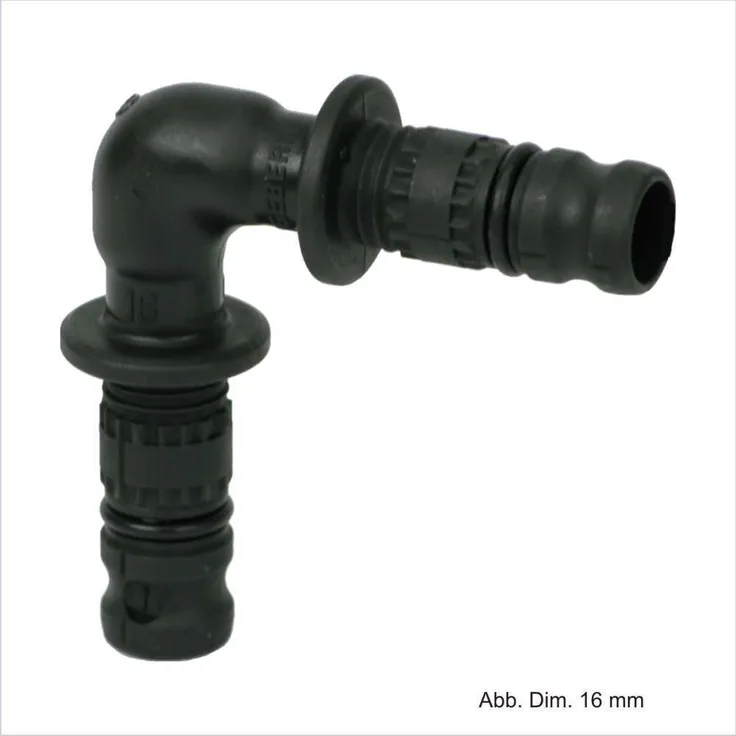 Geberit Mepla Winkel 90° (PVDF) 16 mm, korrosionsbeständig, für Trinkwasser und Heizungswasser