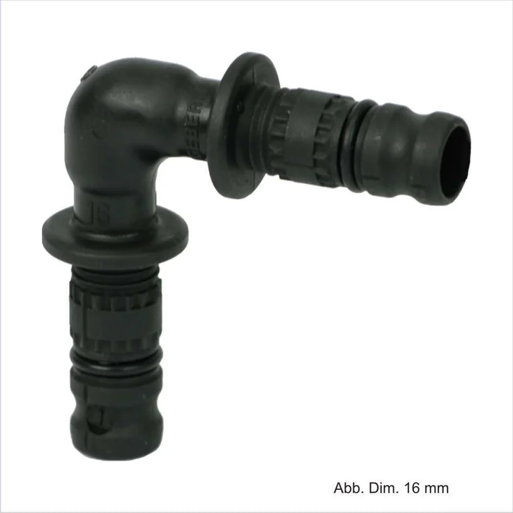 Geberit Mepla Winkel 90° (PVDF) 16 mm, korrosionsbeständig, für Trinkwasser und Heizungswasser