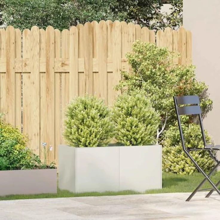 vidaXL Pflanzkübel Weiß 80x40x40 cm Kaltgewalzter Stahl, Garten-Pflanzgefäß mit viel Platz und erhöhter Stabilität – Bild 4