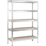 SCHULTE Regalwelt Schwerlastregal XL mit 5 Holzböden, Traglast pro Ebene 250 kg, 180x130x45 cm (HxBxT), verzinkt, Lagerregal, Kellerregal, Werkstattregal, Steckregal