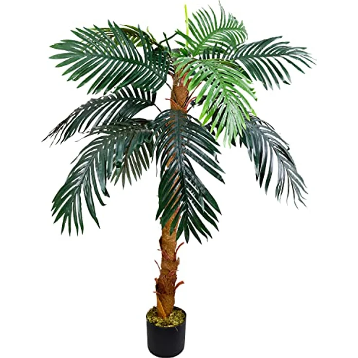 Decovego Künstliche Palme groß Kunstpalme Kunstpflanze Palme künstlich wie echt Plastikpflanze Balkon Königspalme Kokospalme Deko 140 cm hoch – Bild 1