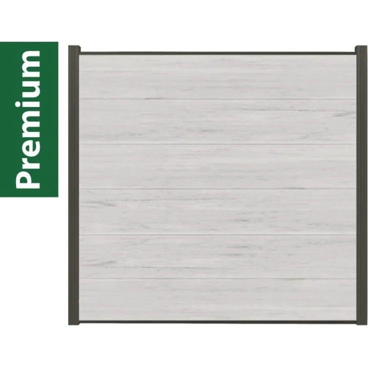 Woodstore24 XXXL Premium COEX WPC Sichtschutzzaun beige, Komplettset mit 2 Zaunelementen und 3 Pfosten, 175 cm x 179 cm, witterungsbeständig und pflegeleicht
