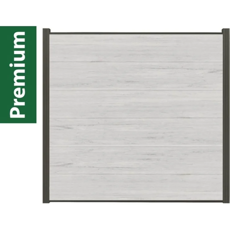 Woodstore24 XXXL Premium COEX WPC Sichtschutzzaun beige, Komplettset mit 2 Zaunelementen und 3 Pfosten, 175 cm x 179 cm, witterungsbeständig und pflegeleicht