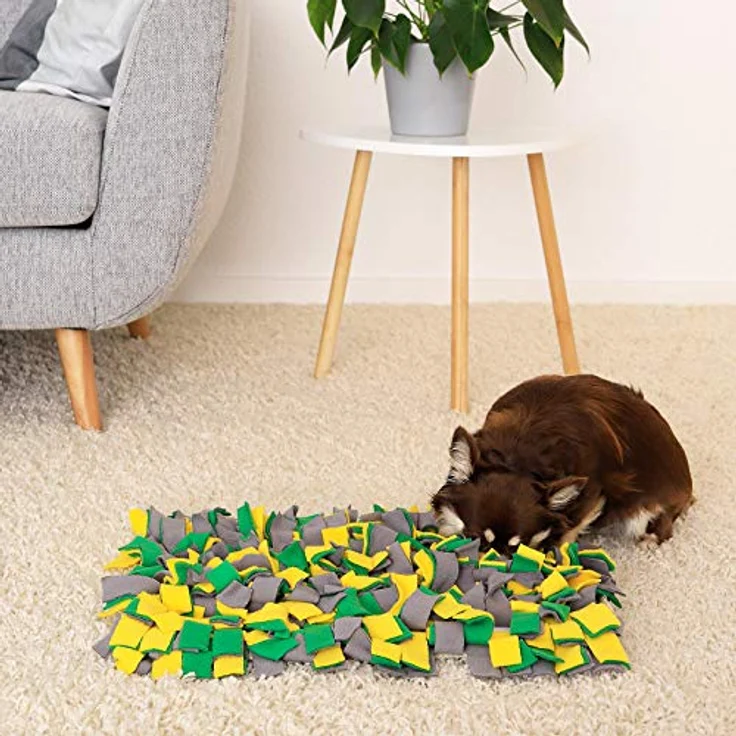 lionto Schnüffelteppich für Hunde Suchteppich Trainingsmatte, (S) 50x34 cm gelb/grün – Bild 2