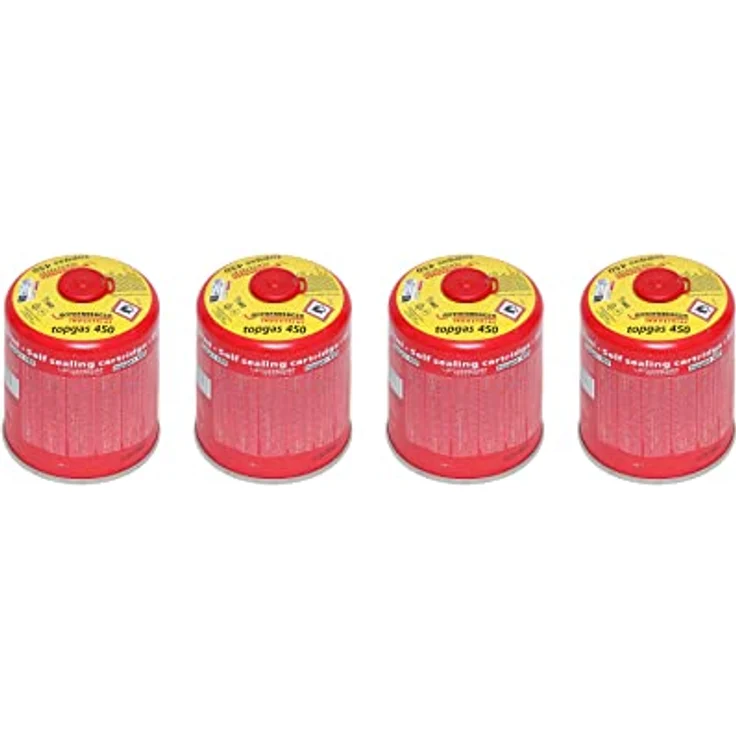 ROTHENBERGER Industrial Top Gas Schraub - Gaskartusche 450g, Vorteilsdose für lange Einsatzdauer, 7/16" EU Anschluss, 4 Stück, Gasgemisch 20% Propan / 80% Butan – Bild 1