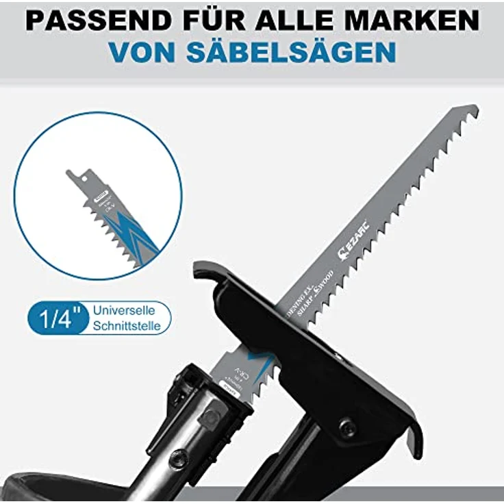 EZARC Säbelsägeblätter Set R1231GS, 5tlg, 300mm für Holzschneiden, 5 TPI, langlebig und vielseitig einsetzbar – Bild 4