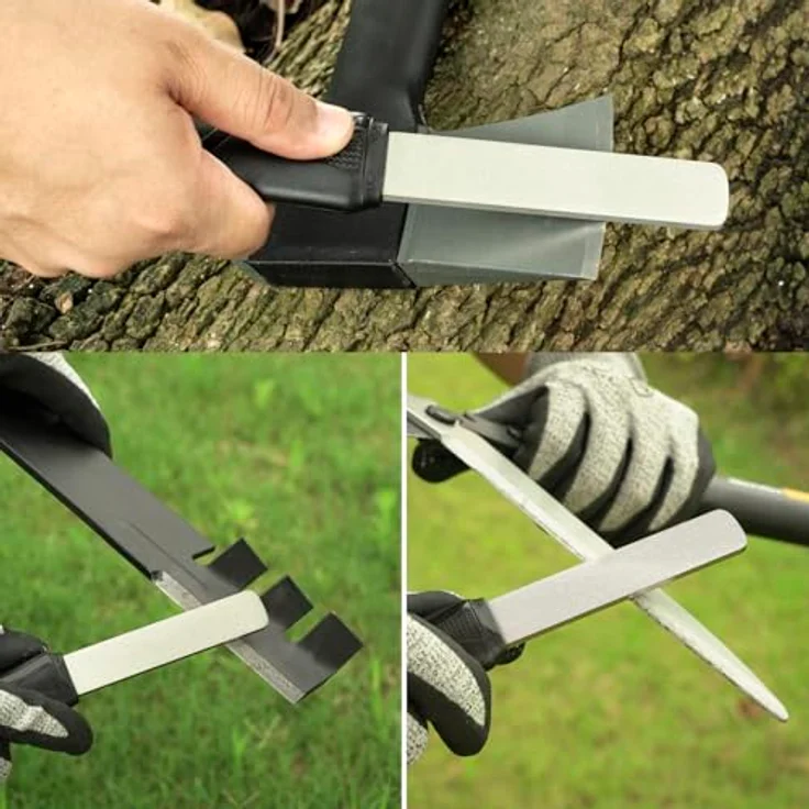 SHARPAL 127N Dual-Grit Diamant-Schleifstein, 325/1200 Körnung, Werkzeugschärfer für Messer, Axt, Rasenmähermesser und Gartenschere mit echtem Lederscheide – Bild 5
