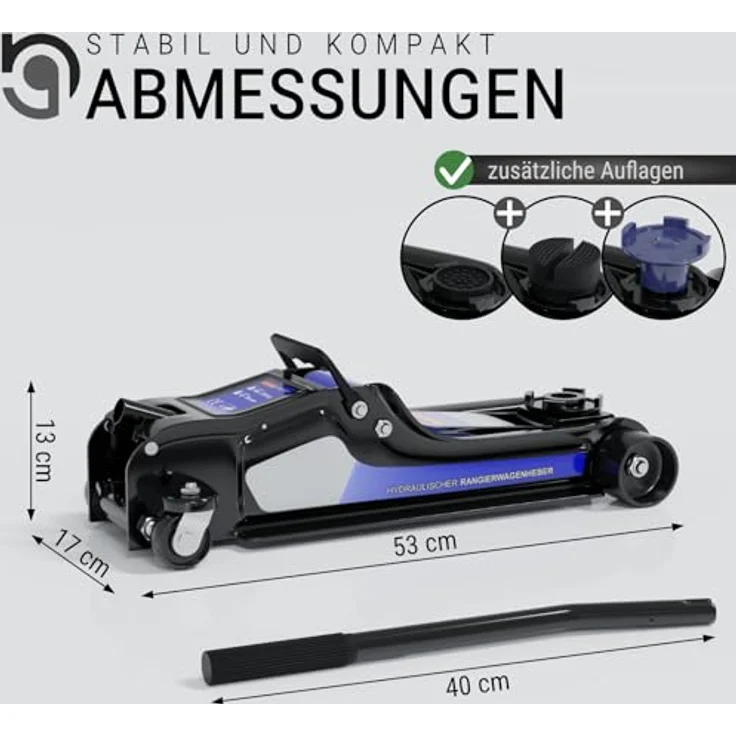 HAGO Hydraulischer Wagenheber 2,5T Rangierwagenheber KFZ Gummiauflage 360° Rollen tragbar – Bild 4