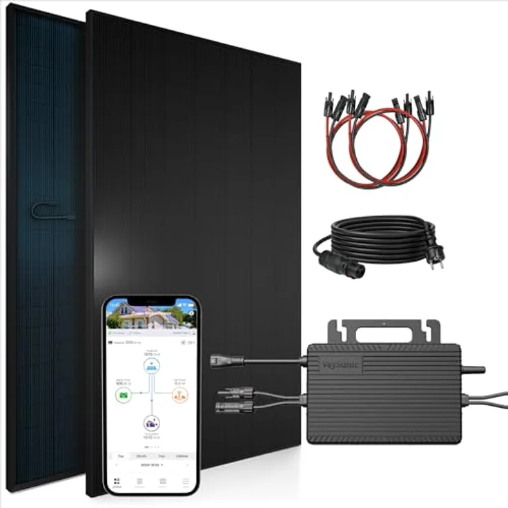 SUNNIVA® 920W Balkonkraftwerk BIFAZIAL FULLBLACK, Komplettset mit 2x460W Glas-Glas Modulen und 800W Wechselrichter, genehmigungsfrei, effizient und stabil, steckerfertig