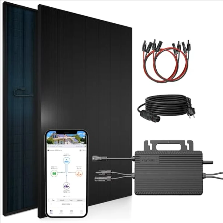 SUNNIVA® 920W Balkonkraftwerk BIFAZIAL FULLBLACK, Komplettset mit 2x460W Glas-Glas Modulen und 800W Wechselrichter, genehmigungsfrei, effizient und stabil, steckerfertig – Bild 1