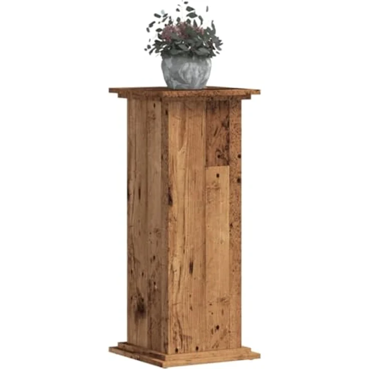 vidaXL Pflanzenständer Altholz-Optik, 33x33x80 cm, stabiler Holzwerkstoff mit großer Oberfläche, max. Belastbarkeit 60 kg – Bild 3