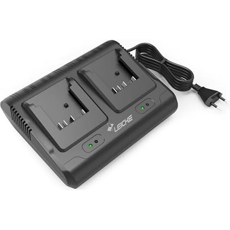 LEICKE Doppelladegerät für Bosch Professional Akkus, 14,4–18V 6A, EU-Stecker, kompatibel mit GBA/Core/ProCORE 18V, mehrfacher Schutz