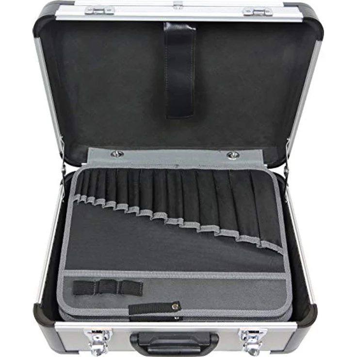 FAMEX 700-L Alu Werkzeugkoffer mit 2 Paletten mit 56 Einstecktaschen, Facheinteilung im Kofferboden - leer, ohne Werkzeug - – Bild 3