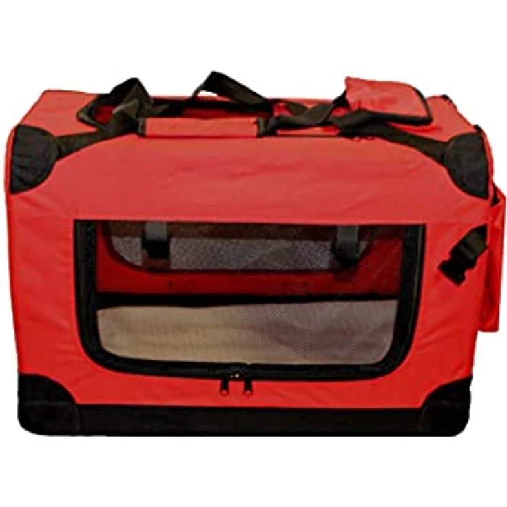 walexo Faltbare Hundebox Hundetransportbox Katzentransportbox Katzenbox (ROT, S) - Robustes Stahlrohr & Oxford Gewebe, 3 Türen, Platzsparend & Pflegeleicht – Bild 1