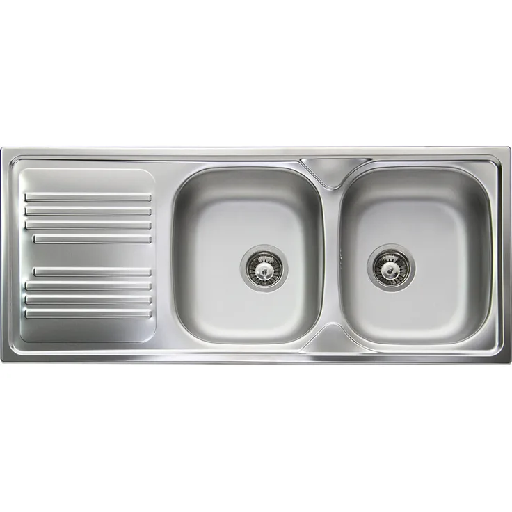 Smeg LYP116S, Bündiges Rechteckiges Spülbecken aus Edelstahl mit Abtropffläche, 116 cm