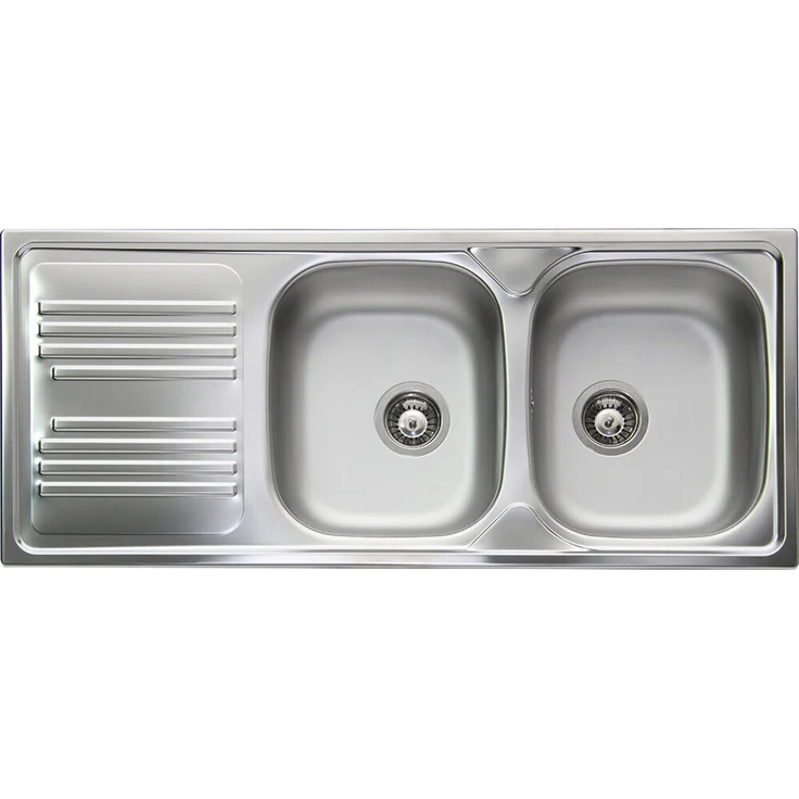 Smeg LYP116S, Bündiges Rechteckiges Spülbecken aus Edelstahl mit Abtropffläche, 116 cm
