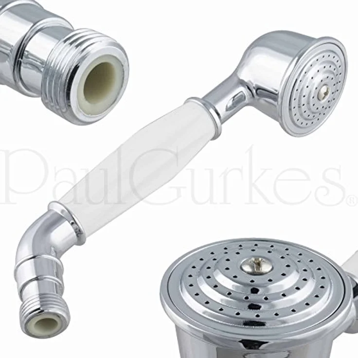 PaulGurkes Nostalgie Retro Wannenrandarmatur mit Handbrause, verchromt, aus massivem Messing mit 2-Wege Umsteller und Edelstahl-Brauseschlauch 150 cm – Bild 6