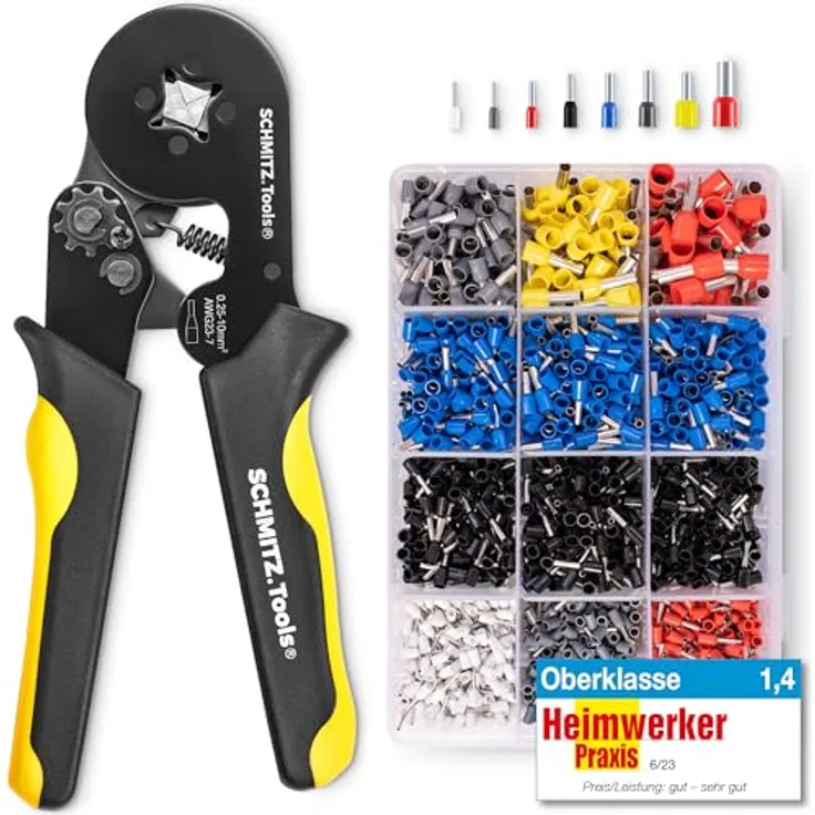 Crimpzangen Set von SCHMITZ.Tools® [1800 Teile] - Premium Aderendhülsen Zange [0,25– 10mm2] - Krimpzange - Presszange - Elektrowerkzeug - Aderendhülsenzange