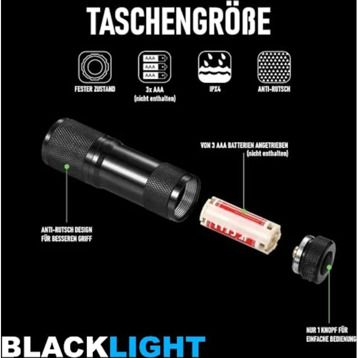 MAVURA BLACKLIGHT Schwarzlicht LED UV Taschenlampe für Bernstein, Urinflecken, Banknoten u.v.m. – Bild 3