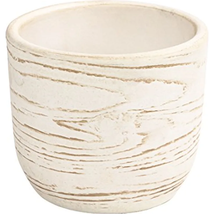 Dehner Übertopf Wood, Ø 20 cm, Höhe 16 cm, Keramik, beige