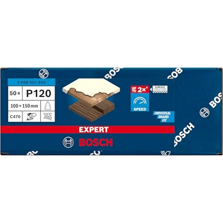 Bosch Schleifpapier für Multischleifer Körnung 120 150 mm x 100 mm 50 St. mit hoher Abtragsleistung, Klettverschluss - blau – Bild 2