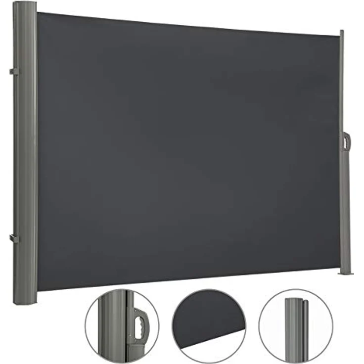 LARMNEE Alu-Seitenmarkise, ausziehbar 200 x 300 cm, Blickdicht, UV-Schutz, wasserdicht, für Balkon, Terrasse, Garten, Anthrazit EBK203BP02 – Bild 4