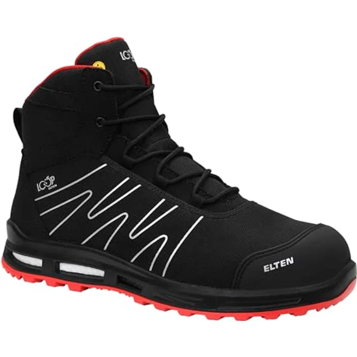 ELTEN ENNO XXT Pro Mid ESD S3S, Sicherheitsstiefel in Schwarz/Rot, Größe 42 – Bild 1