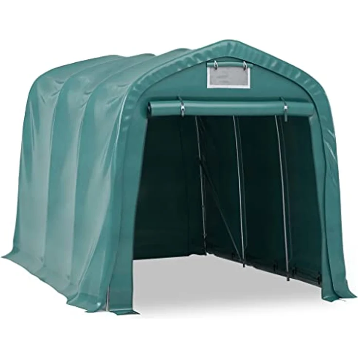 vidaXL Garagenzelt Wasserfest Zeltgarage Weidezelt Foliengarage Zelt Lagerzelt Auto Motorrad Schutz Unterstand Lagerung PVC 2,4x3,6m Grün – Bild 1