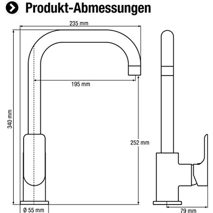 CORNAT Küchenarmatur Spültischarmatur Edition Black, EHM-H, HD, schwarz, rund mit schwenkbarem Auslauf und langlebiger Keramikdichtung – Bild 3