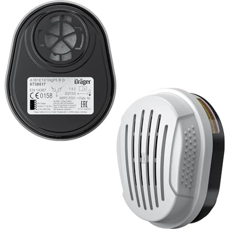 Dräger X-plore Atemschutzmaske, Kombi-Filter P3 Bajonett A1B1E1K1 Hg, Schutz gegen Gase, Dämpfe und Partikel – Bild 2