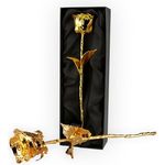 Mikamax Kunstpflanze Goldene Rose, 30 cm, vergoldete Ewigkeitsrose mit Geschenkbox und Echtheitszertifikat