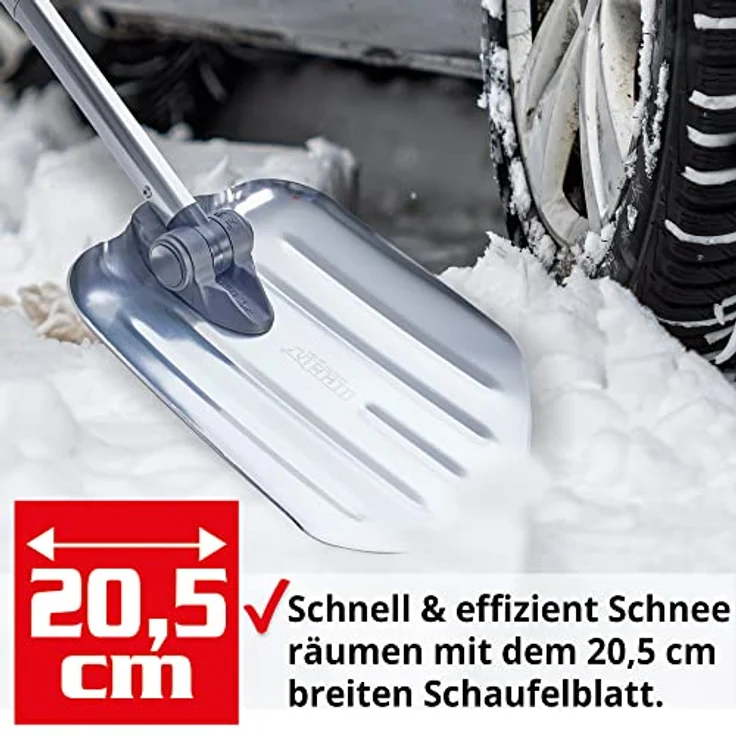 Hecht Schneeschieber 205 GT, Teleskop klappbare Auto-Schneeschaufel aus Aluminium, 20,5 cm Arbeitsbreite, 37 cm verstellbarer Stiel, ultraleicht und rostfrei, ideal für Pendler und Reisen – Bild 2