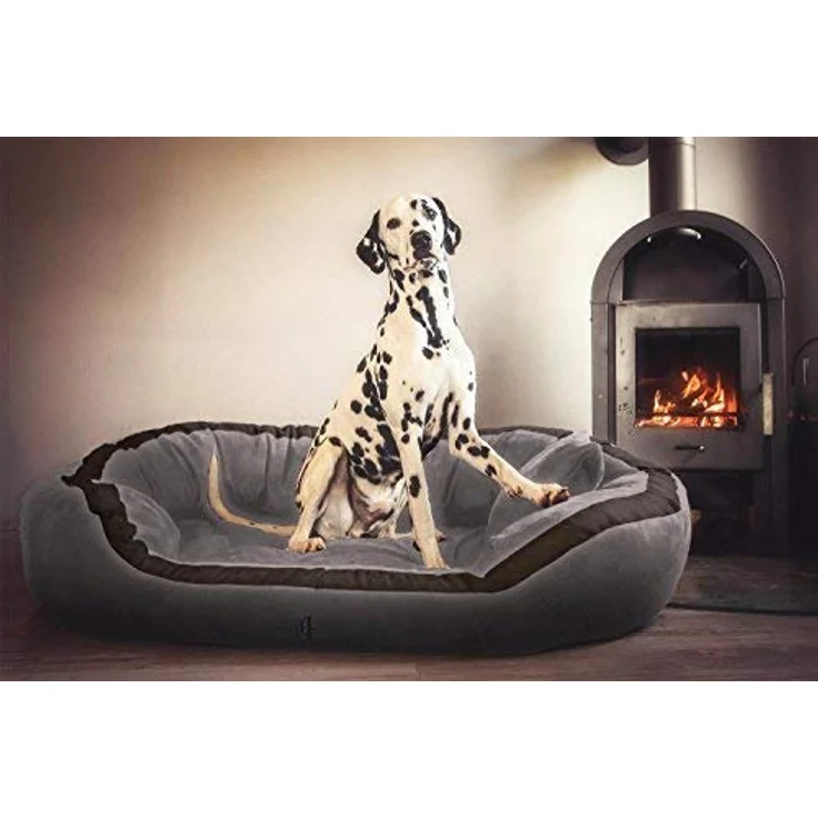 tierlando® Pepper Orthopädisches Hundebett Hundesofa VISCO XL Velours Mega Dick & Weich GRAU 110cm L Velours MEGA DICK & WEICH – Bild 1