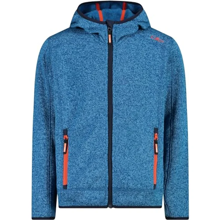 CMP Campagnolo Boy's Jacket Fix Hood Jacquard Knitted, Fleecejacke aus Knit Tech Fleece, blau, Größe 164, atmungsaktiv und schnell trocknend – Bild 1