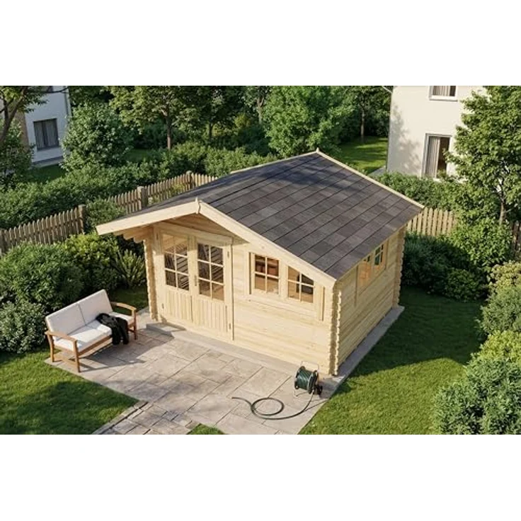 Alpholz Gartenhaus Holz Gabriel 400 x 300 cm, Naturbelassen mit 28 mm Wandstärke und inkl. Fußboden – Bild 3
