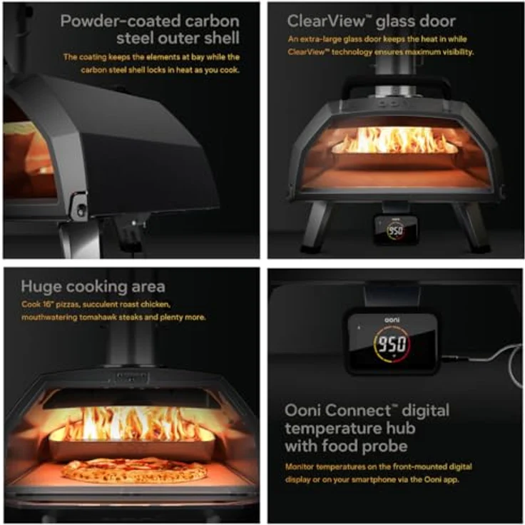 Ooni Karu 2 Pro, Multi-Brennstoff Pizzaofen mit Temperaturkontrolle bis 500°C, robustem Design und einfacher Reinigung – Bild 4