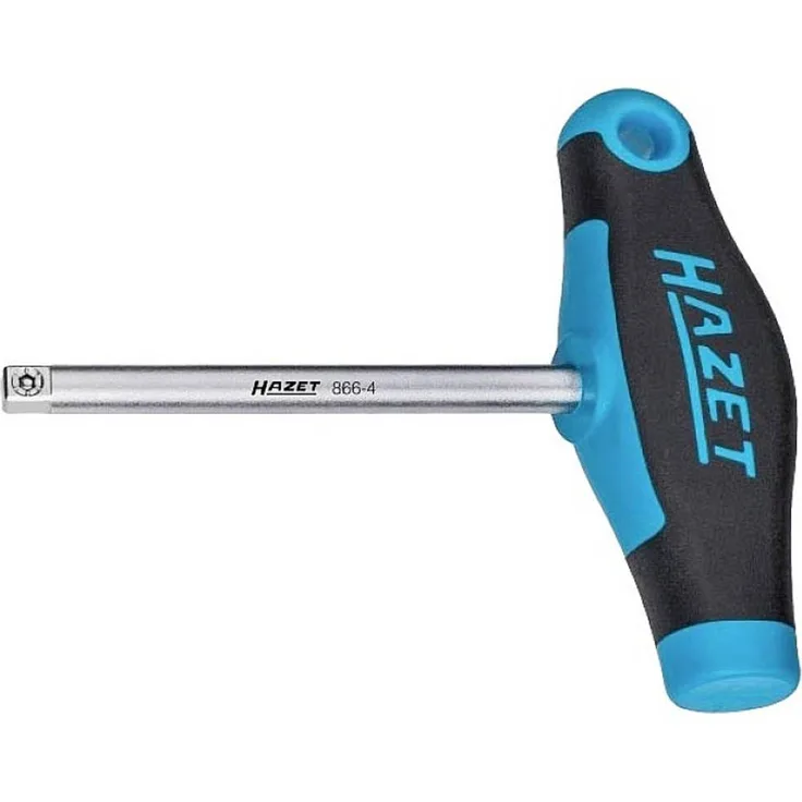 Hazet 866-4 Werkstatt Steckschlüssel-Schraubendreher, 100 mm Klingenlänge, ergonomischer T-Griff, mattverchromt, 1/4 Zoll Abtrieb