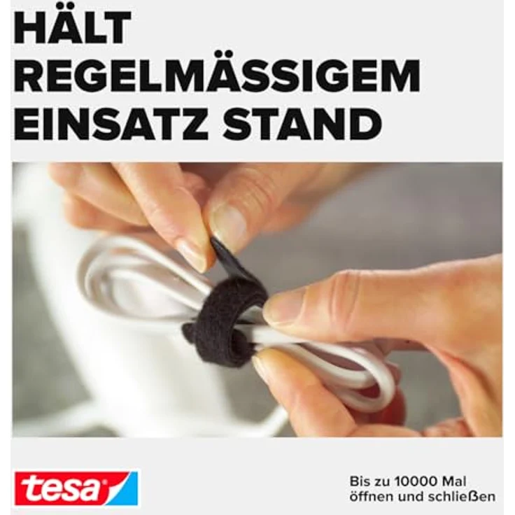 tesa Kabelbinder Klett - On & Off Kabel Klettband in Schwarz - Individuell zuschneidbar - 1 x 5m Rolle – Bild 6