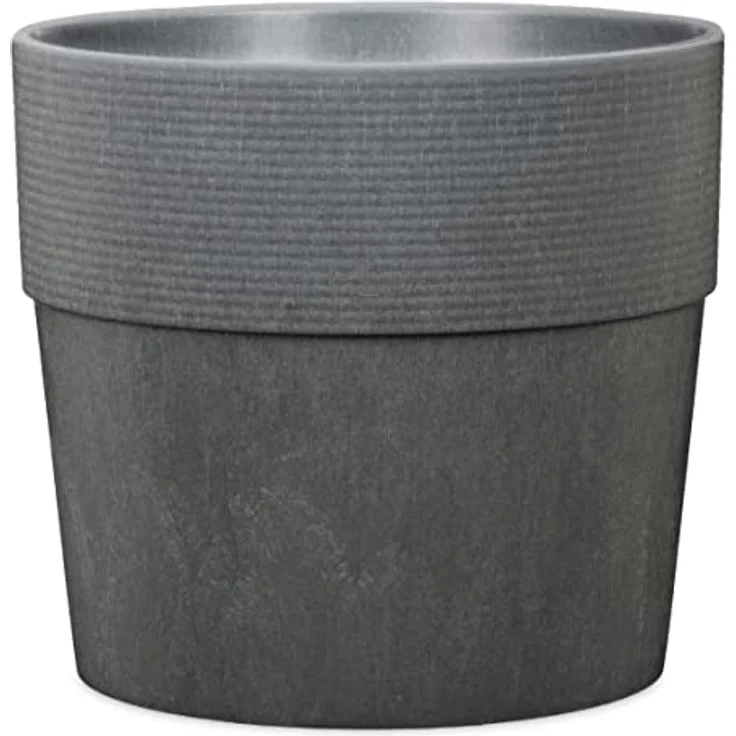 Scheurich Groove+ 30, Pflanzgefäß/Pflanzkübel, rund, Farbe: Carbon, hergestellt mit recyceltem Kunststoff, 8 Jahre Garantie, für den Außenbereich – Bild 1