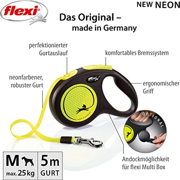 Flexi Hundeleine New Classic M Länge: 5 m, neon – Bild 2