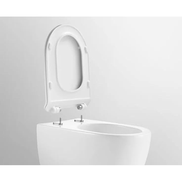 NEG Design Hänge-WC Toilette, 360° Tornad00 Spülung, randloses Design, Softclose Duroplast Sitz abnehmbar, leise Spülung – Bild 5