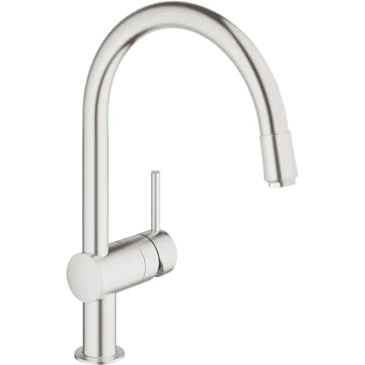 Grohe Küchenarmatur Minta, 1/2" C-Auslauf, herausziehbar, 360° schwenkbar, Hochdruck – Bild 1