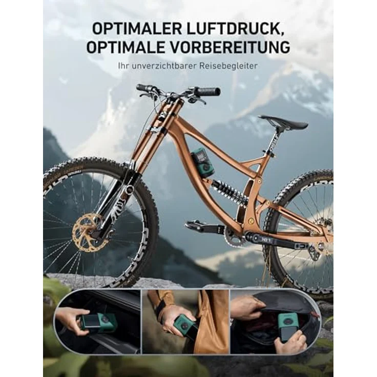 AstroAI Kabellose Elektrische Luftpumpe, Tragbare Akku Fahrradpumpe mit 150 PSI, 4000 mAh Akku, 4+N Smart-Modi, integrierter Taschenlampe und USB-C Schnittstelle – Bild 4