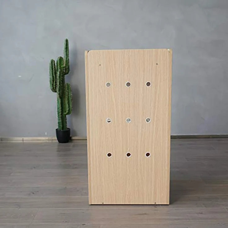 CatS Design Katzentoilette Schrank Eiche-Weiß/Premium Katzenklo Schrank/Katzen Klo inkl. Schaufel, Liegekissen & Anti Rutsch Vorleger – Bild 5