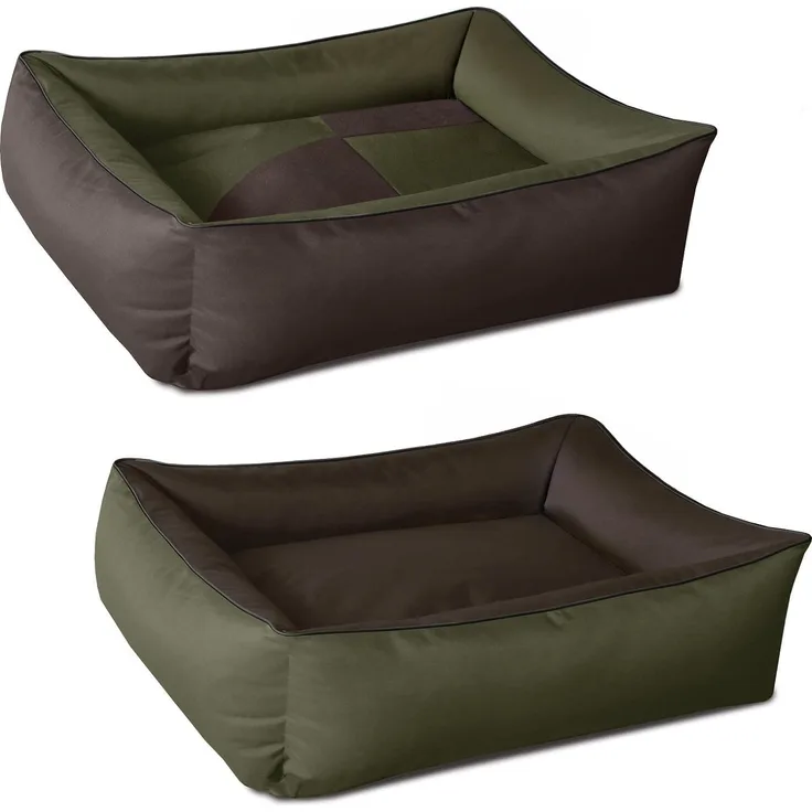 BedDog Hundebett MAX QUATTRO mit Rand, abnehmbarer Bezug - Flexibles, kariertes Design, für kleine und große Hunde - Blau